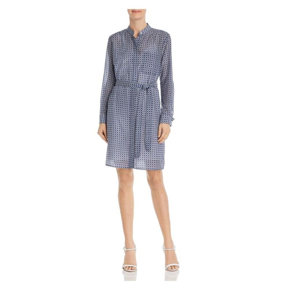NWT EQUIPMENT FEMME Womens Blue Long Sleeve Above The Knee Shirt Dress XS - Picture 1 of 3